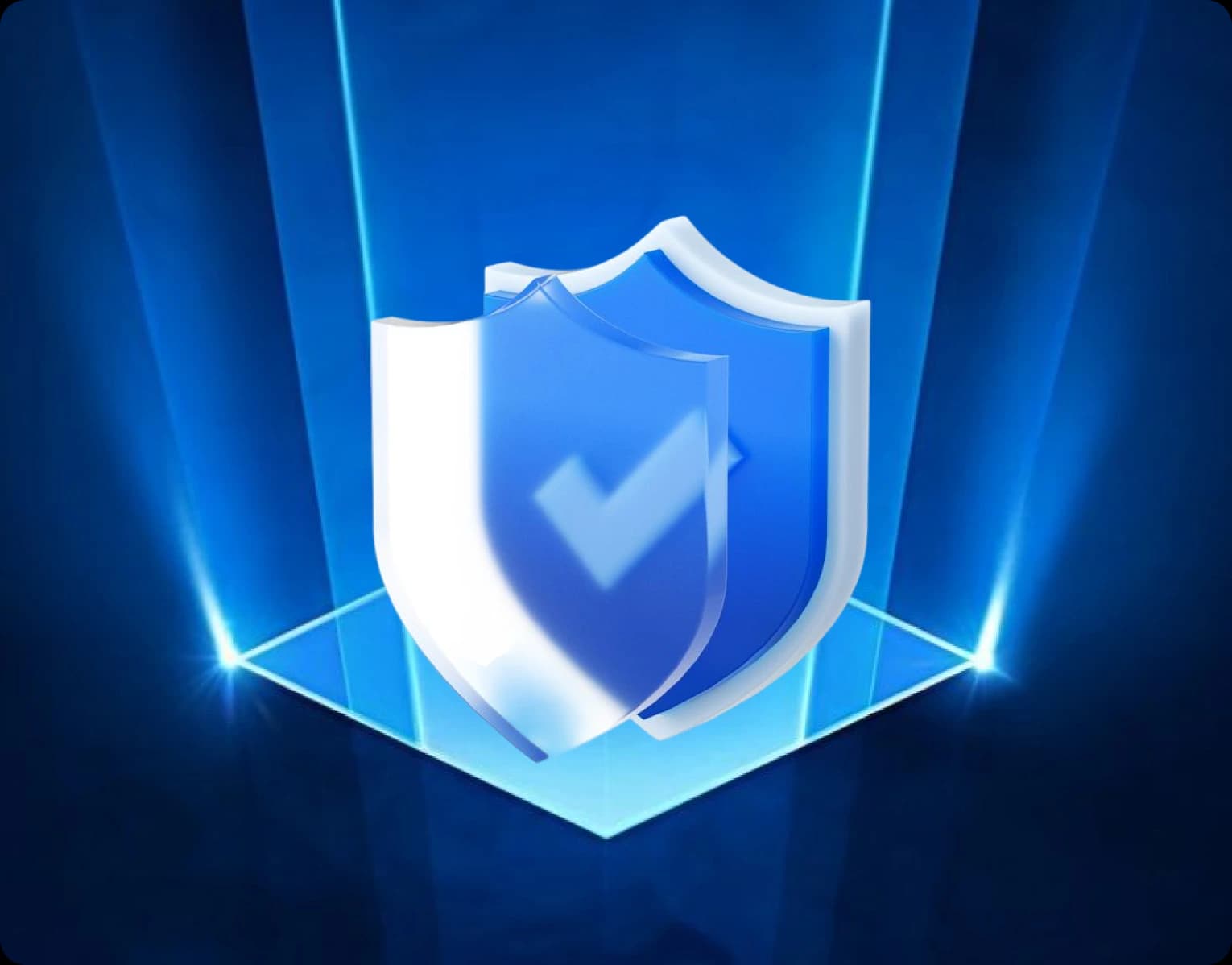 Glossy shield with a checkmark representing transaction security